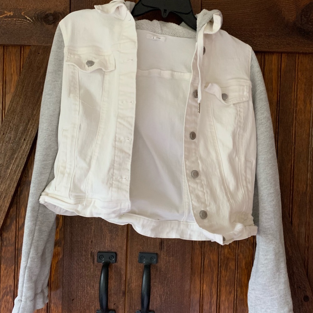 Maurices hooded white denim jacket